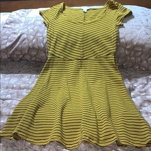 Mustard and black and stripe dress